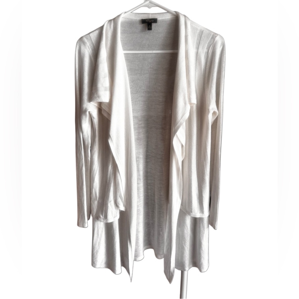 Cupio White Waterfall Cardigan Sweater